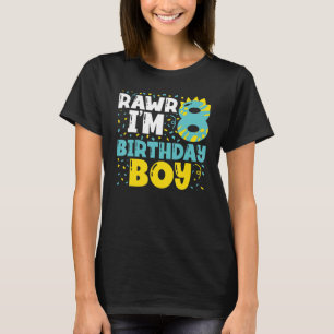 8 Year Old 8th Birthday Boy Dinosaur Toddler Kids T-Shirt