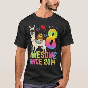 8 Year Old Awesome Since 2014 8th Birthday Teens G T-Shirt