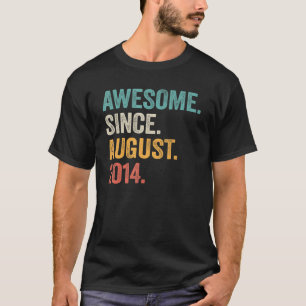 8 Year Old Awesome Since August 2014 8th Birthday T-Shirt