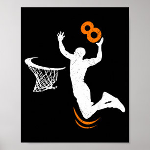8 Year Old Basball Dunk 8th Birthday Party Boys Poster