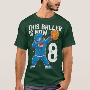 8 Year Old Baseball Birthday 8th Baller Player Boy T-Shirt
