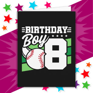 8 Year Old Baseball Party Theme 8th Birthday Boy Card