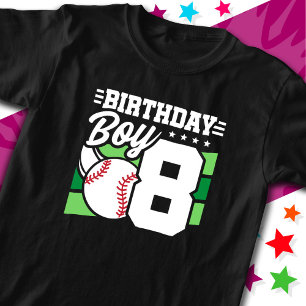 8 Year Old Baseball Party Theme 8th Birthday Boy T-Shirt
