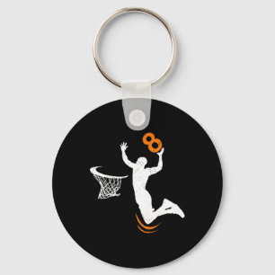8 Year Old Basketball Dunk 8th Birthday Party Boys Key Ring