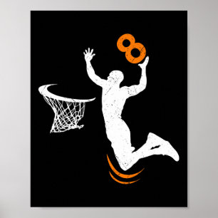 8 Year Old Basketball Dunk 8th Birthday Party Boys Poster