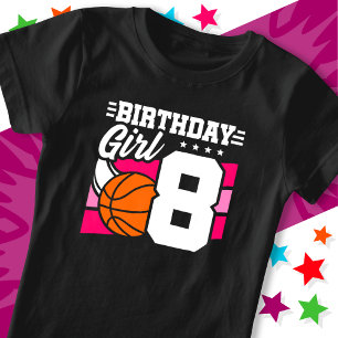 8 Year Old Basketball Party 8th Birthday Girl T-Shirt