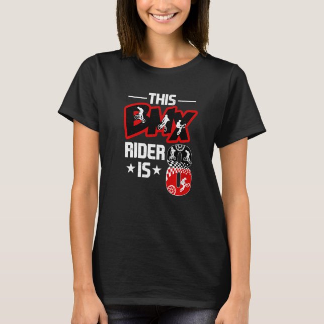 8 Year Old Bike Riders Bmx Birthday Party Decorati T-Shirt (Front)