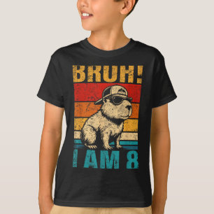 8 Year Old Birthday Boy Capybara Bruh 8th Birthday T-Shirt