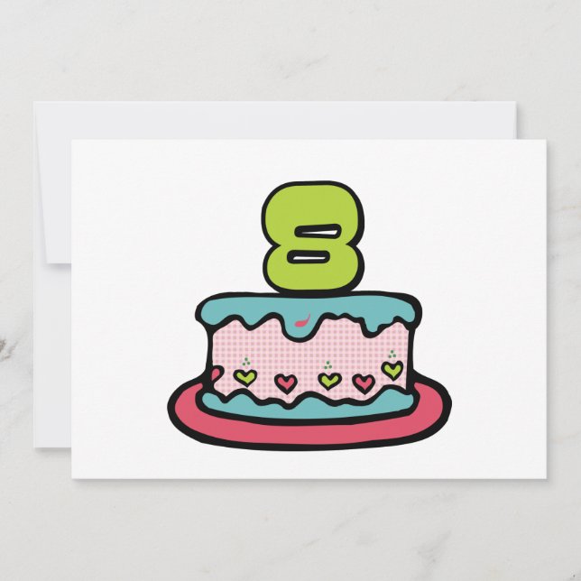 8 Year Old Birthday Cake Card (Front)