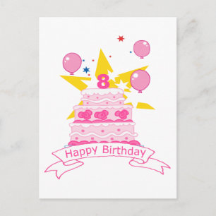 8 Year Old Birthday Cake Postcard