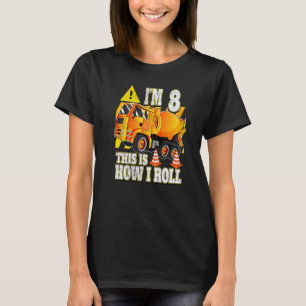 8 Year Old Birthday Concrete Mixer Truck T-Shirt