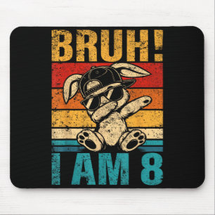 8 Year Old Birthday Dabbing Bunny Bruh 8th Mouse Pad