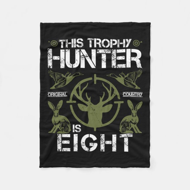 8 Year Old Birthday Hunting Duck Deer Hunter 8th B Fleece Blanket (Front)