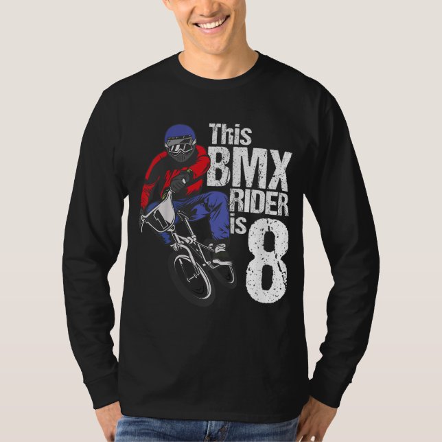 8 Year Old BMX Birthday Party Boys Dirt Bike Bikin T-Shirt (Front)