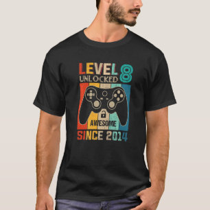 8 Year Old Boy Level 8 Unlocked Awesome 2014 Birth T-Shirt