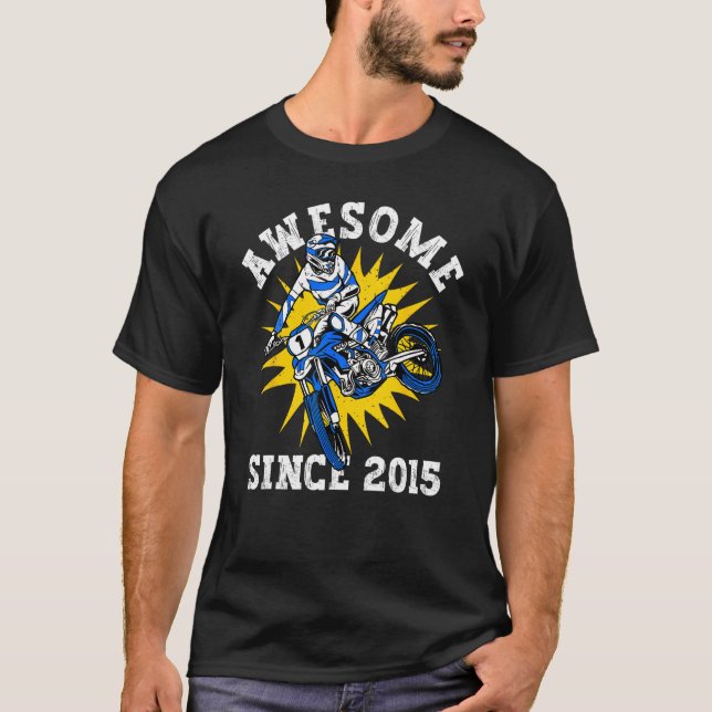 8 Year Old Boy Motorcycle 8th Birthday Awesome Sin T-Shirt (Front)