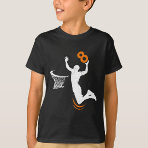8 Year Old Bysketbyll Dunk 8th Birthday Party Boys T-Shirt