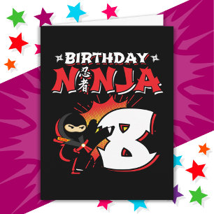 8 Year Old Comic Book Style Ninja 8th Birthday Card