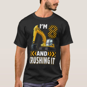 8 Year Old Construction Truck Excavator Birthday 8 T-Shirt