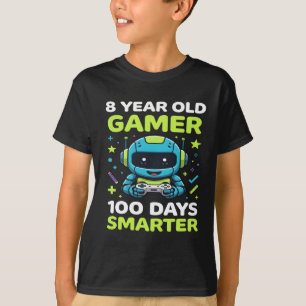 8 Year Old Gamer 100 Days Smarter of School Gaming T-Shirt
