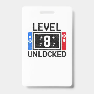 8 Year Old Gifts Level 8th Birthday Boy Video Game ID Badge