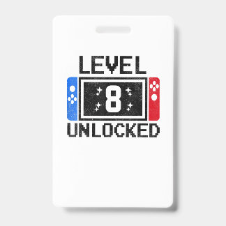 8 Year Old Gifts Level 8th Birthday Boy Video Game ID Badge