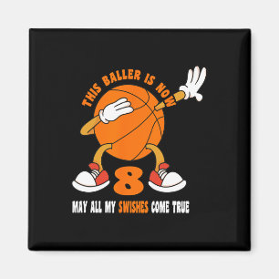 8 Year Old Happy 8th Birthday Basketball 8th Birth Magnet