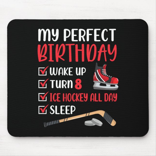 8 Year Old Ice Hockey Birthday Party 8th Boy Bday  Mouse Pad (Front)