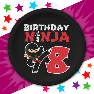 8 Year Old Karate Ninja Party Kids 8th Birthday Paper Plate