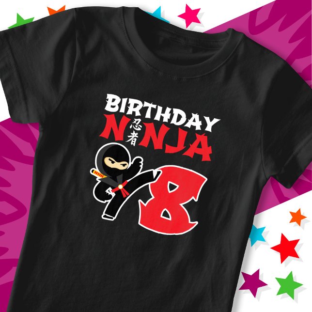 8 Year Old Karate Ninja Party Kids 8th Birthday T-Shirt (Creator Uploaded)