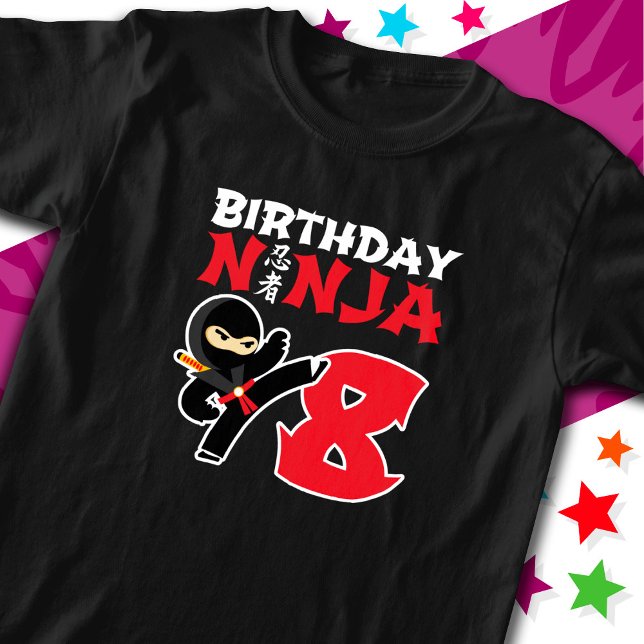 8 Year Old Karate Ninja Party Kids 8th Birthday T-Shirt (Creator Uploaded)