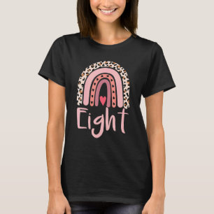 8 Year Old Leopard Rainbow Birthday Party Cute Gir T-Shirt