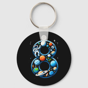 8 Year Old Outer Space Astronaut 8th Birthday Boy Key Ring