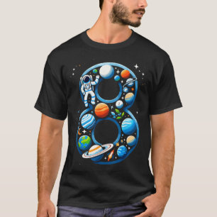 8 Year Old Outer Space Astronaut 8th Birthday Boy T-Shirt