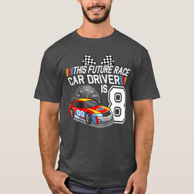8 Year Old Race Birthday 8th Stock Racing Party Gi T-Shirt (Front)