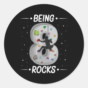8 Year Old Rock Climbing 8th Birthday Adventures C Classic Round Sticker