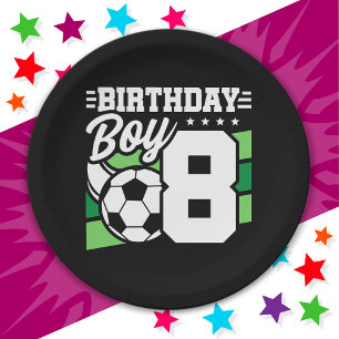 8 Year Old Soccer Football Party 8th Birthday Boy Paper Plate