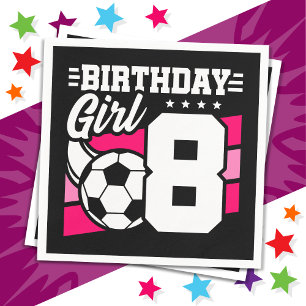8 Year Old Soccer Football Party 8th Birthday Girl Napkin