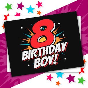8 Year Old Superhero Birthday Boy 8th Birthday Postcard