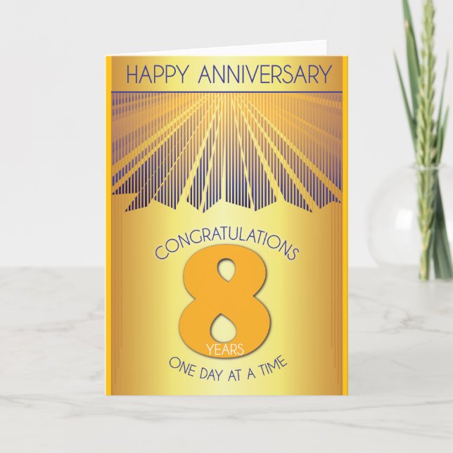 8 Year Sober Anniversary | Golden Ray 12 Step  Card (Front)
