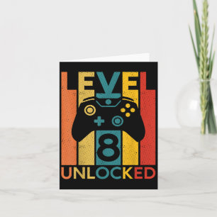 8 Years Birthday 8th Level Unlocked Gaming Quote F Card