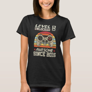 8 Years Level 8 Unlocked Awesome Since 2015 8th Bi T-Shirt