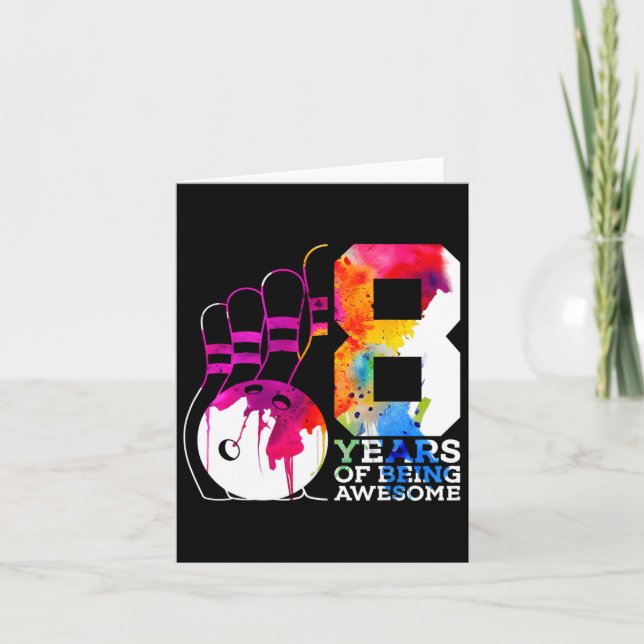 8 Years Of Being Awesome Bowling 8th Birthday  Card (Front)