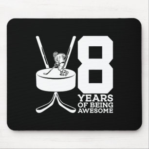 8 Years Of Being Awesome Ice Hockey 8th Birthday Mouse Pad