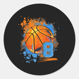 8 Years Old 8th Birthday Basketball Classic Round Sticker