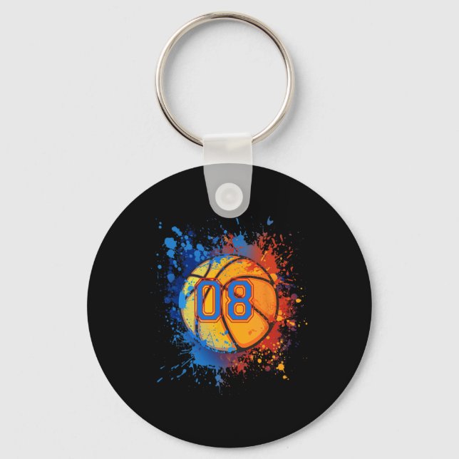 8 Years Old 8th Birthday Basketball Gift For Boys  Key Ring (Front)