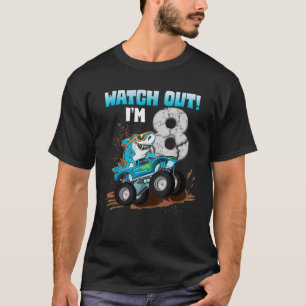 8 Years Old 8th Birthday Shark Boy Girl Monster Tr T-Shirt