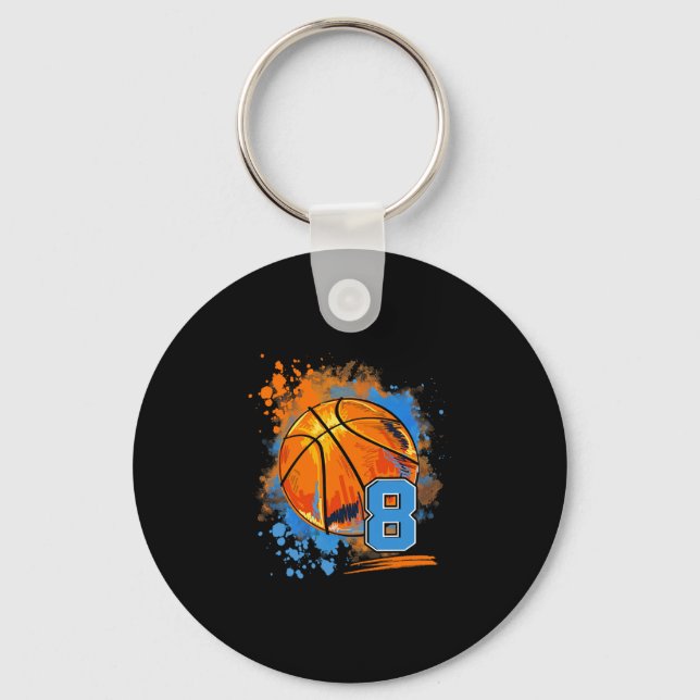 8 Years Old 8th Birthday Sketll  Key Ring (Front)