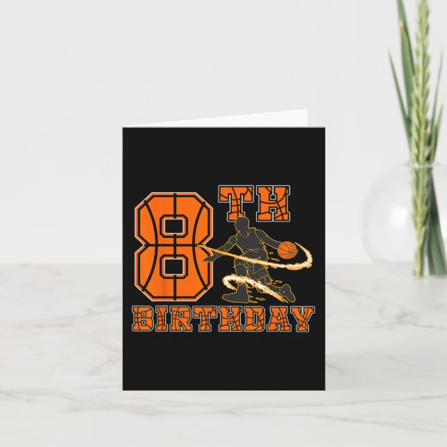 8 Years Old Basketball Player 8th Birthday Boy Son Card (Front)