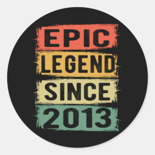 8 Years Old Bday 2013 Epic Legend 8th Birthday Classic Round Sticker